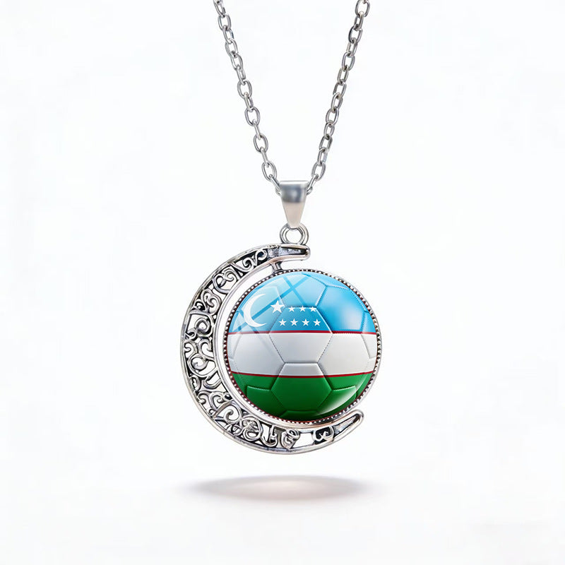 Casual Unisex Alloy Plated Moon Geometric Pendant Crystal Necklace