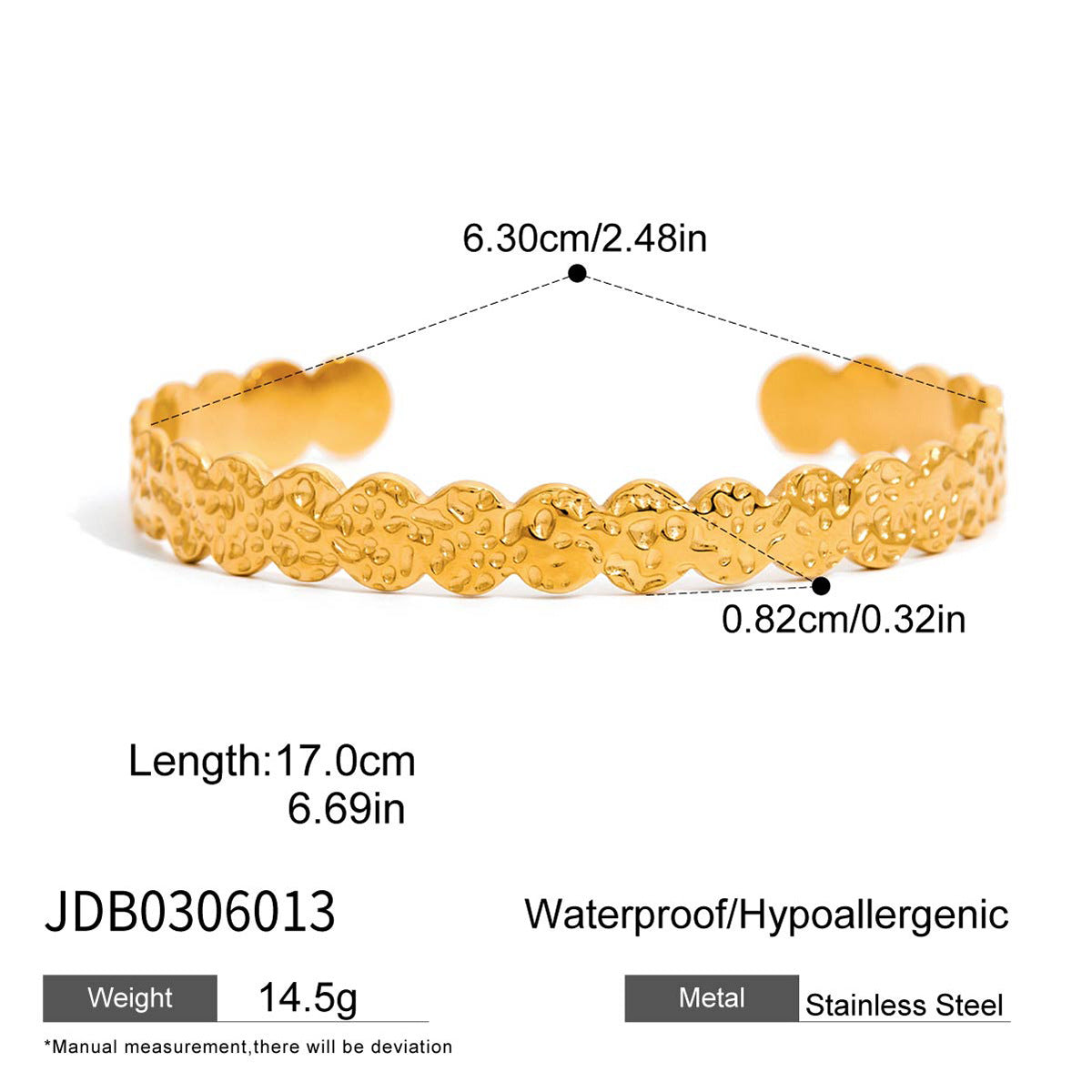 Brazalete de acero inoxidable con diseño geométrico hueco y circonitas para mujer, a la moda