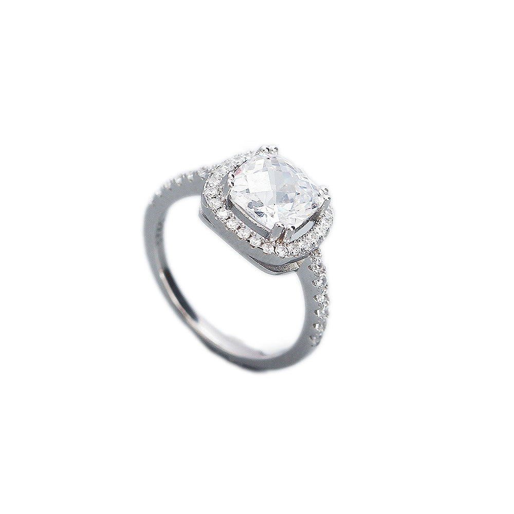 Anello da Donna di Lusso Geometrico Lucido con Zirconi in Argento Sterling 925