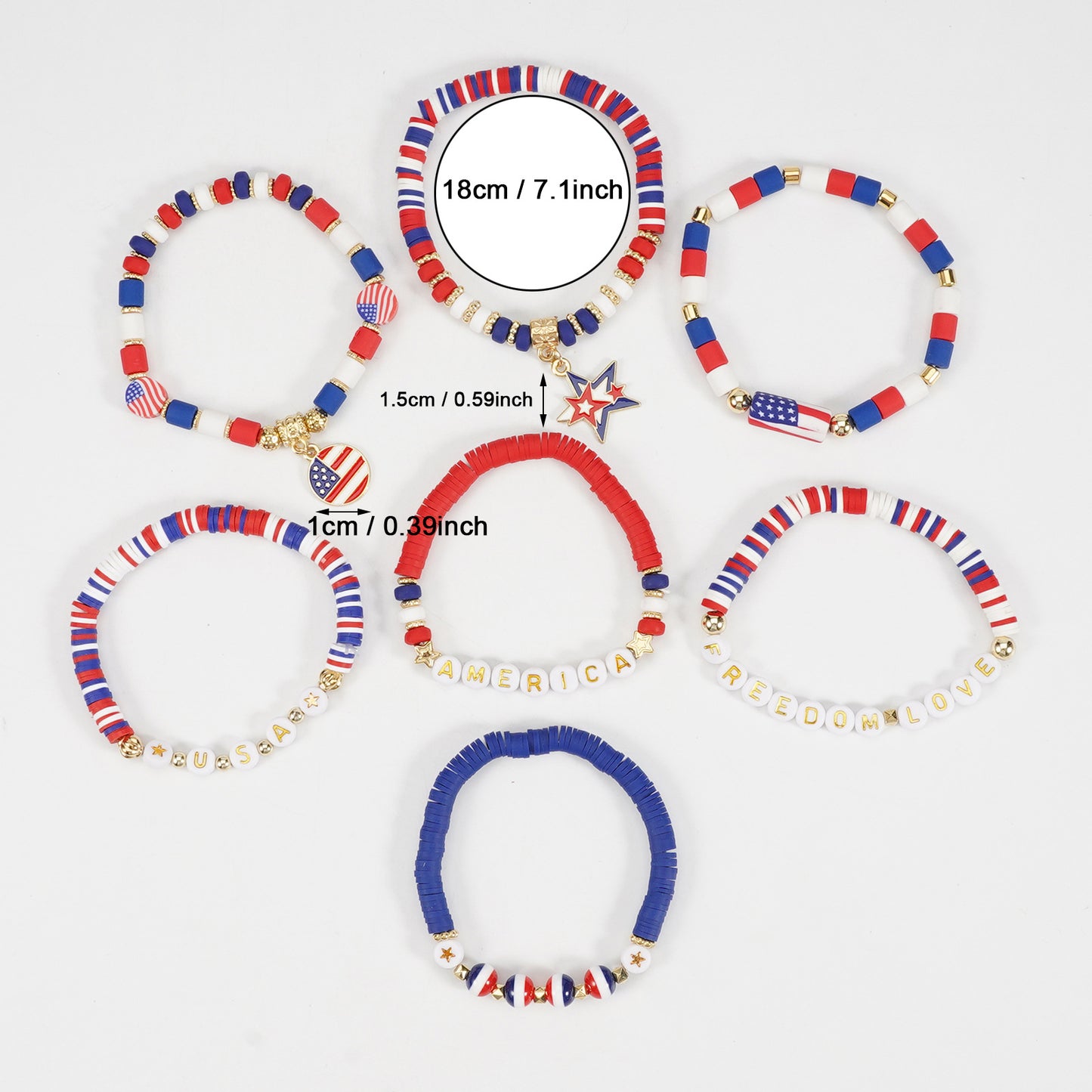 Pulsera de resina con estrella geométrica unisex, joyas patrióticas con bandera estadounidense