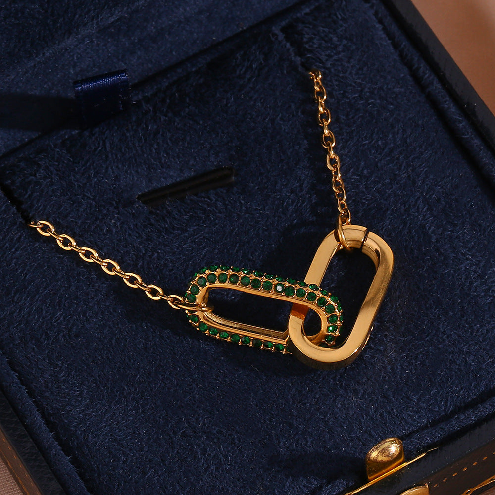 Fashionable Geometric Stainless Steel Plated Heart Pendant Necklace for Women