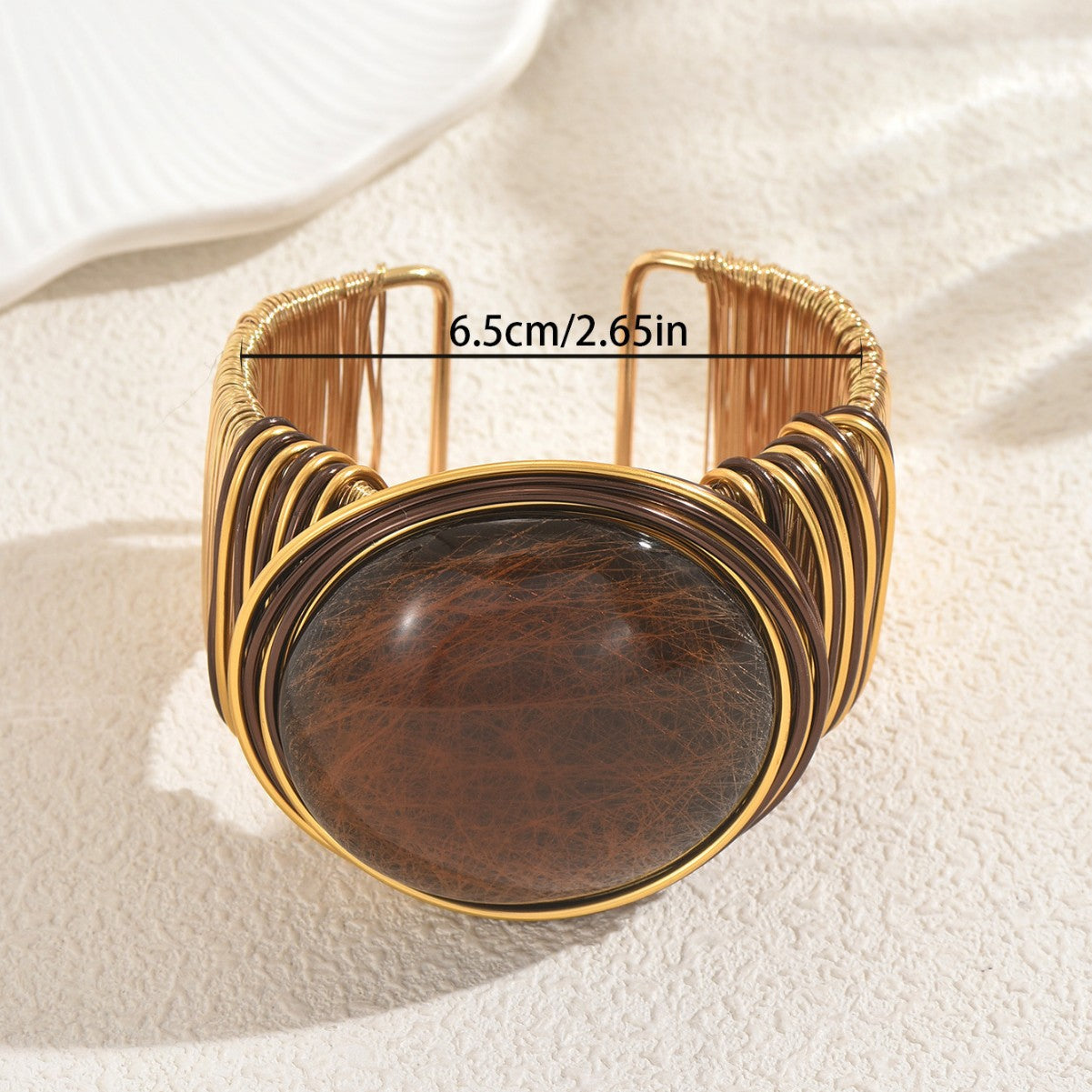 Pulsera geométrica de lujo para mujer con incrustaciones de piedras preciosas, brazalete ajustable de aleación de zinc para la elegancia diaria