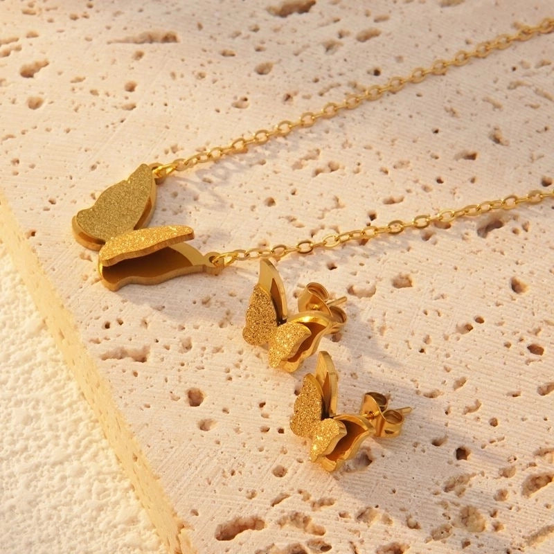 Elegant Titanium Steel Plated Multi-Layer Necklace with Heart Star Floral Geometric and Letter Pendants for Women