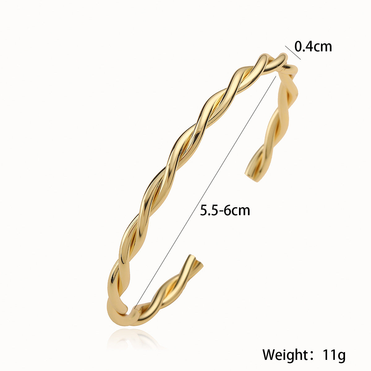 Bracciale Minimalista Attorcigliato in Rame per Donna Placcato Oro Vero, Design Geometrico Circolare, Accessorio di Moda Versatile