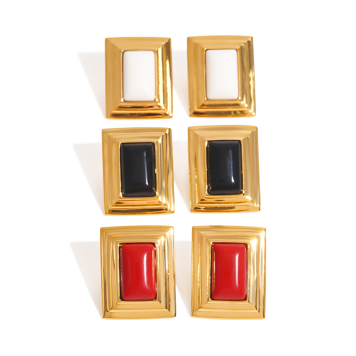 Minimalist Geometric Square Stainless Steel and Titanium Steel Plated Stud Earrings for Women
