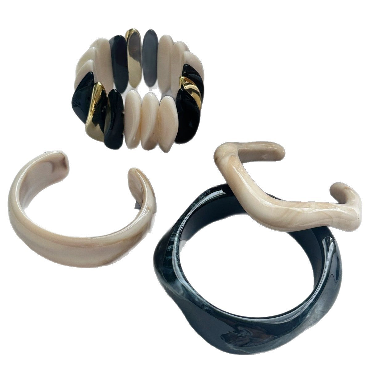 Bracciale da donna a polsino aperto in acrilico con gradiente geometrico elegante e alla moda