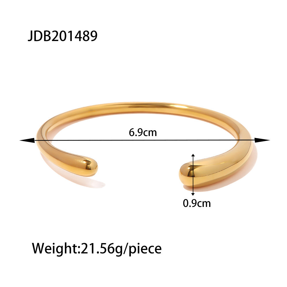 Gold Plated Stainless Steel Round Geometric Women's Bracelet with Cubic Zirconia