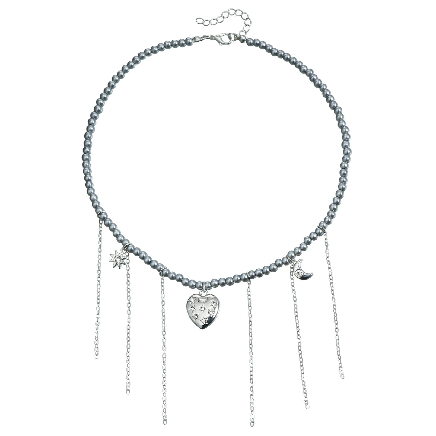 Minimalist Star Heart Moon Pendant Necklace for Women with Alloy Material and Plated Finish