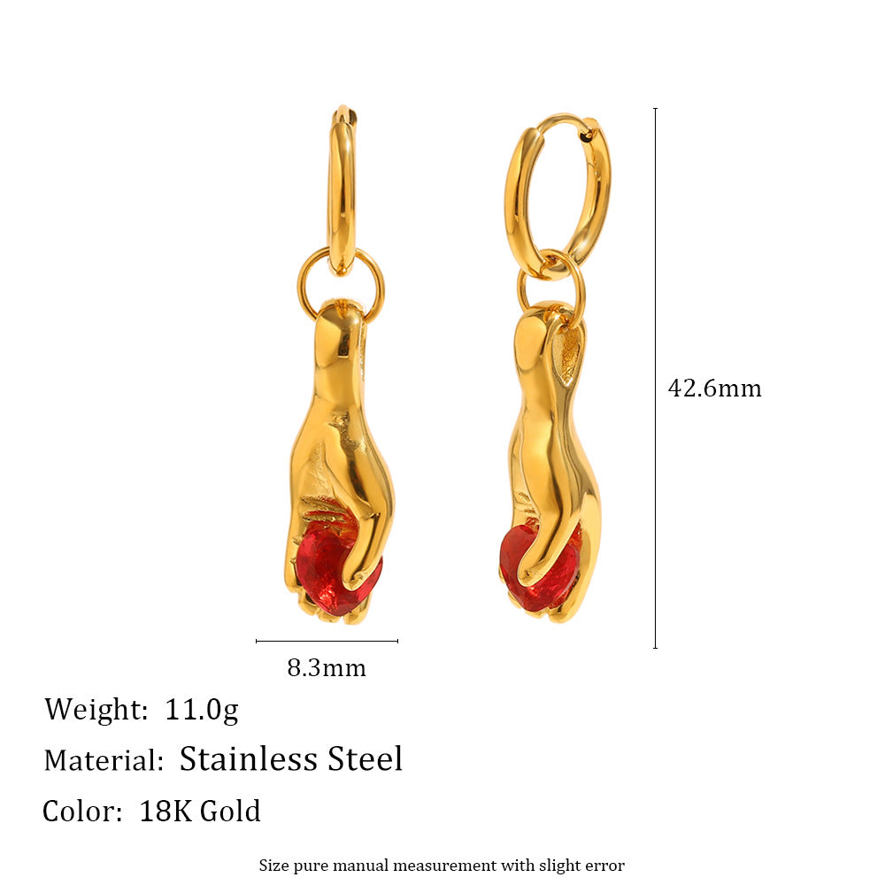 Retro Minimalist Geometric Stainless Steel Earrings with 18K Gold Plating for Women