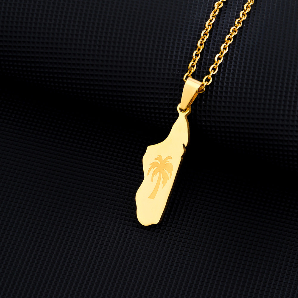 Collana Pendente Geometrica Minimalista in Acciaio Inossidabile con Finitura Placcata per Donna, Catena Maglione Leggera di Ispirazione Etnica