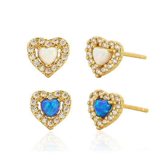Pendientes de tuerca minimalistas de plata esterlina 925 con forma de corazón e incrustaciones de diamantes de imitación, joyería fina y fresca para mujer