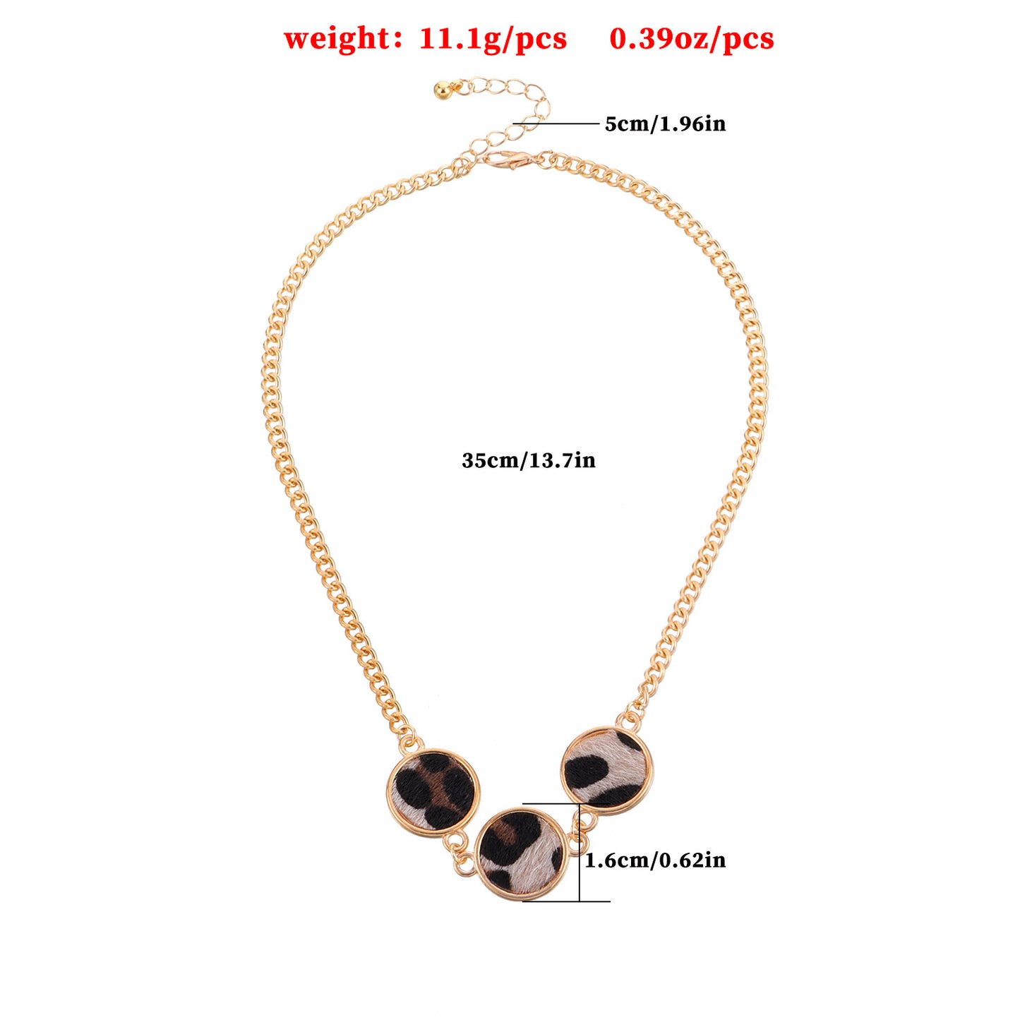 Geometric Leopard Print Alloy Pendant Necklace for Women with Plated Finish