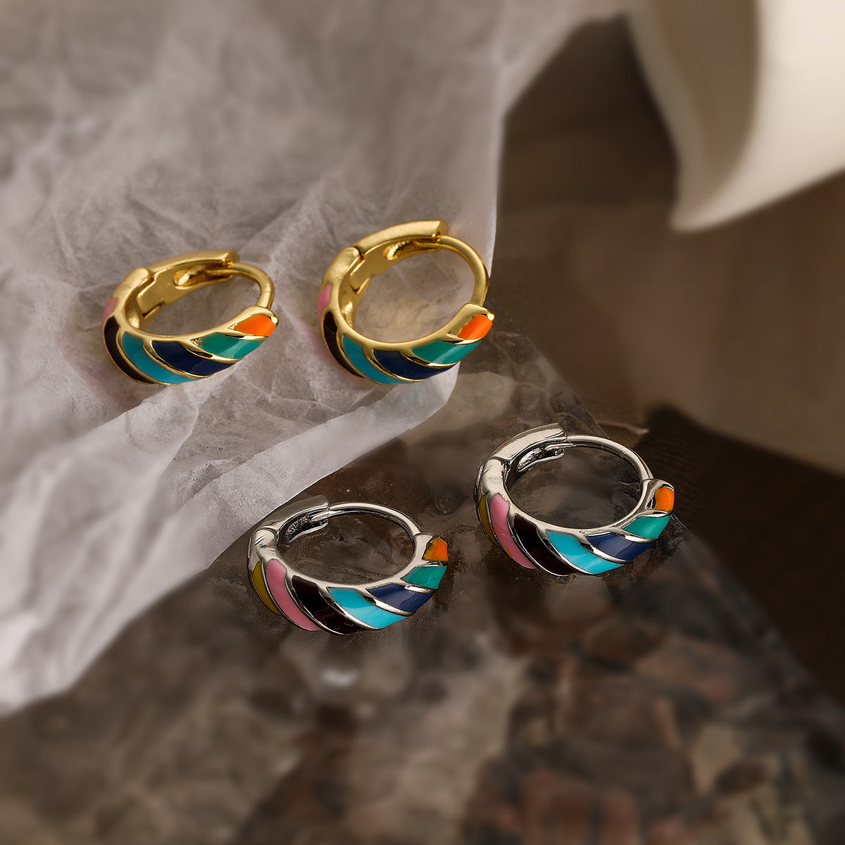 Bohemian Style Irregular Geometric Copper Hoop Earrings with Gold Plating for Women