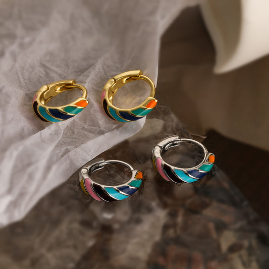 Orecchini a Cerchio Irregolari Geometrici in Stile Bohemien in Rame con Placcatura in Oro da Donna