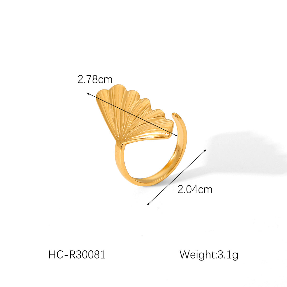 Minimalist Fish Tail Shaped Titanium Steel Ring for Women with Plated Finish and Adjustable Open Band