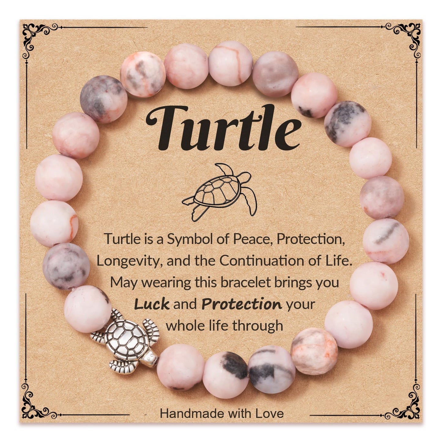 Sweet Matte Plated Zinc Alloy Turtle Turquoise Round Bead Bracelet Unisex