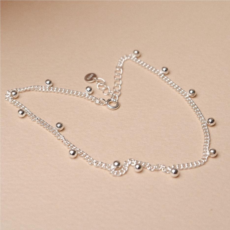 Tobillera Minimalista con Forma de Estrella de Plata Esterlina S925 con Cuentas Pulidas y Acabado Galvanizado