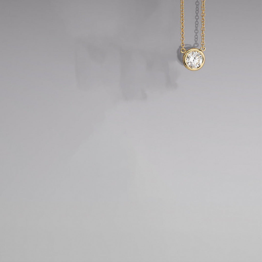 Minimalist Oval Geometric Pendant Necklace in Copper with Rhinestone Inlay and Gold Plating for Women