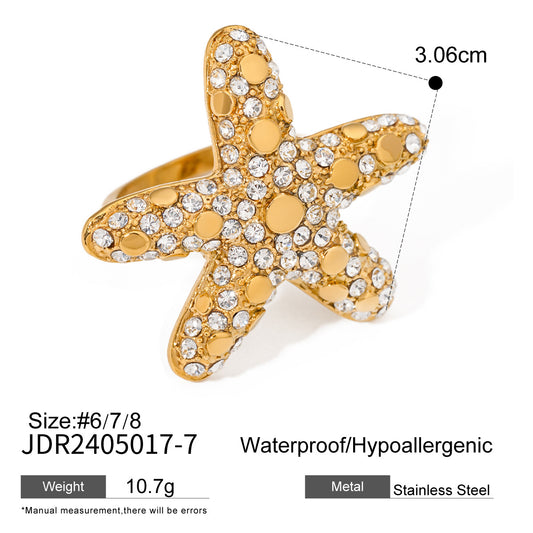 Geometric Plated Stainless Steel Ring for Women