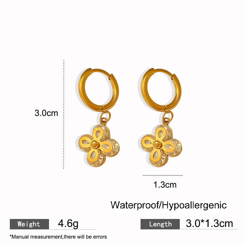 Elegant Titanium Steel Drip Oil Plated Stud Earrings for Women
