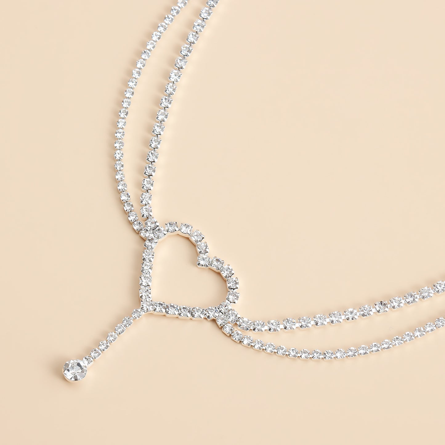 Elegant Heart-Shaped Rhinestone Anklet for Women Made of Alloy with Stretch Cord Design