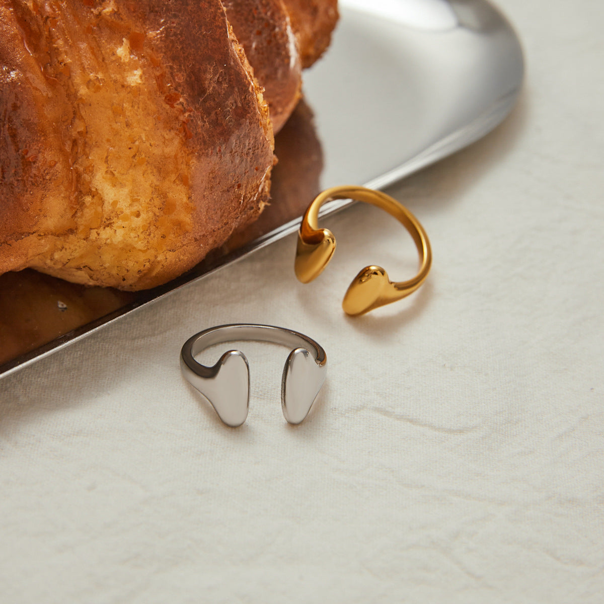 Geometric Plated Stainless Steel Ring for Women