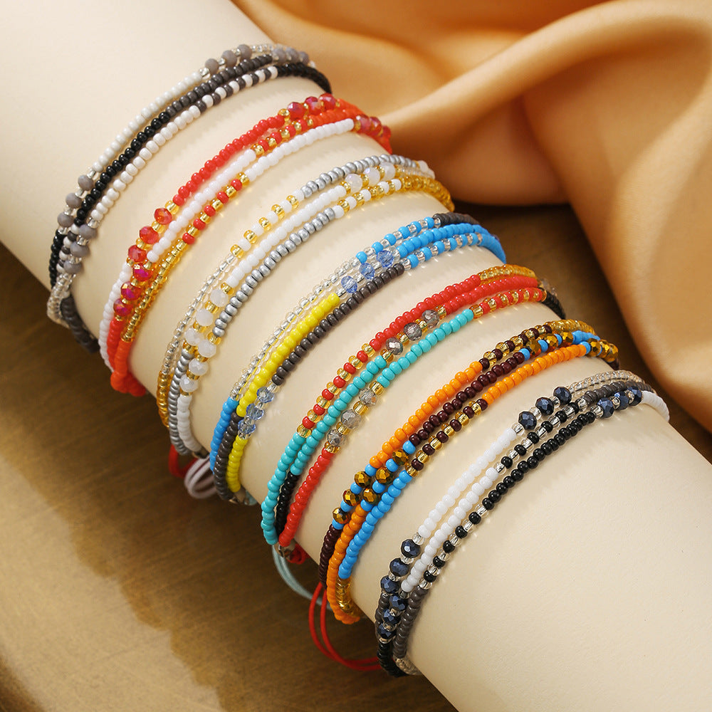Bohemian Multilayer Beaded Bracelet for Women Handwoven Geometric Style Colorful Fashion Accessory