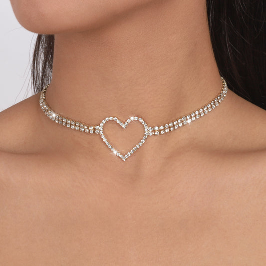 Collar colgante geométrico dulce y atrevido con cadena de garra y detalles de pedrería para mujer