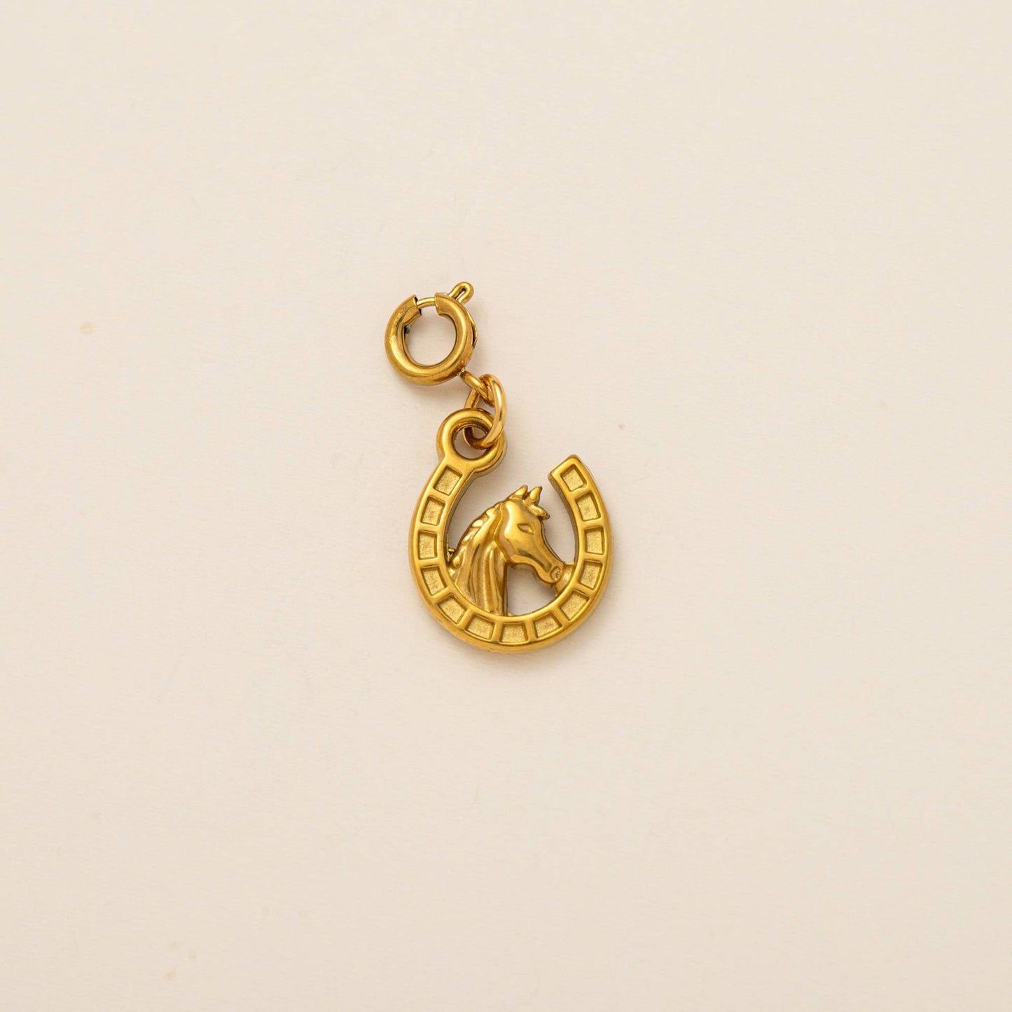 Vintage 18K Gold Plated Stainless Steel Boot Horseshoe Charm Bar
