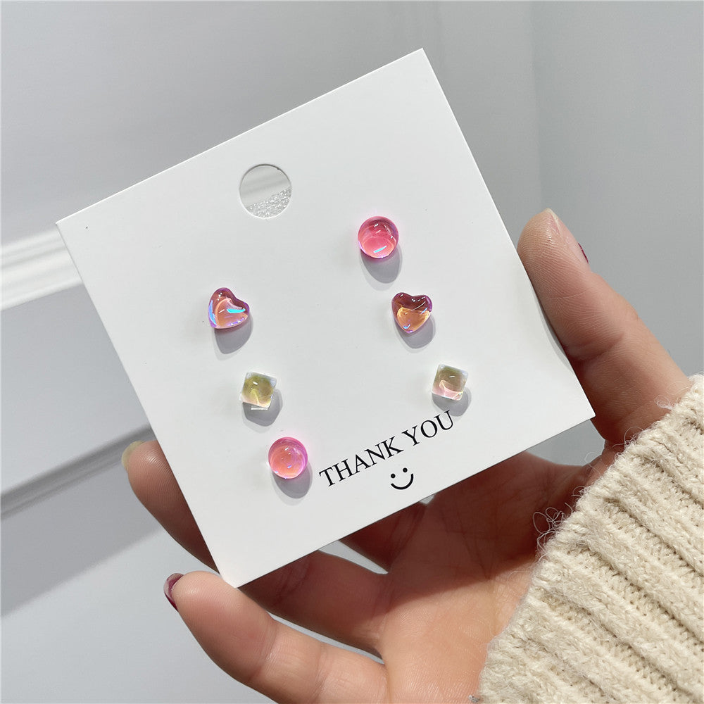 Minimalist Sweet Cartoon Heart 925 Sterling Silver Ceramic Plated Earrings