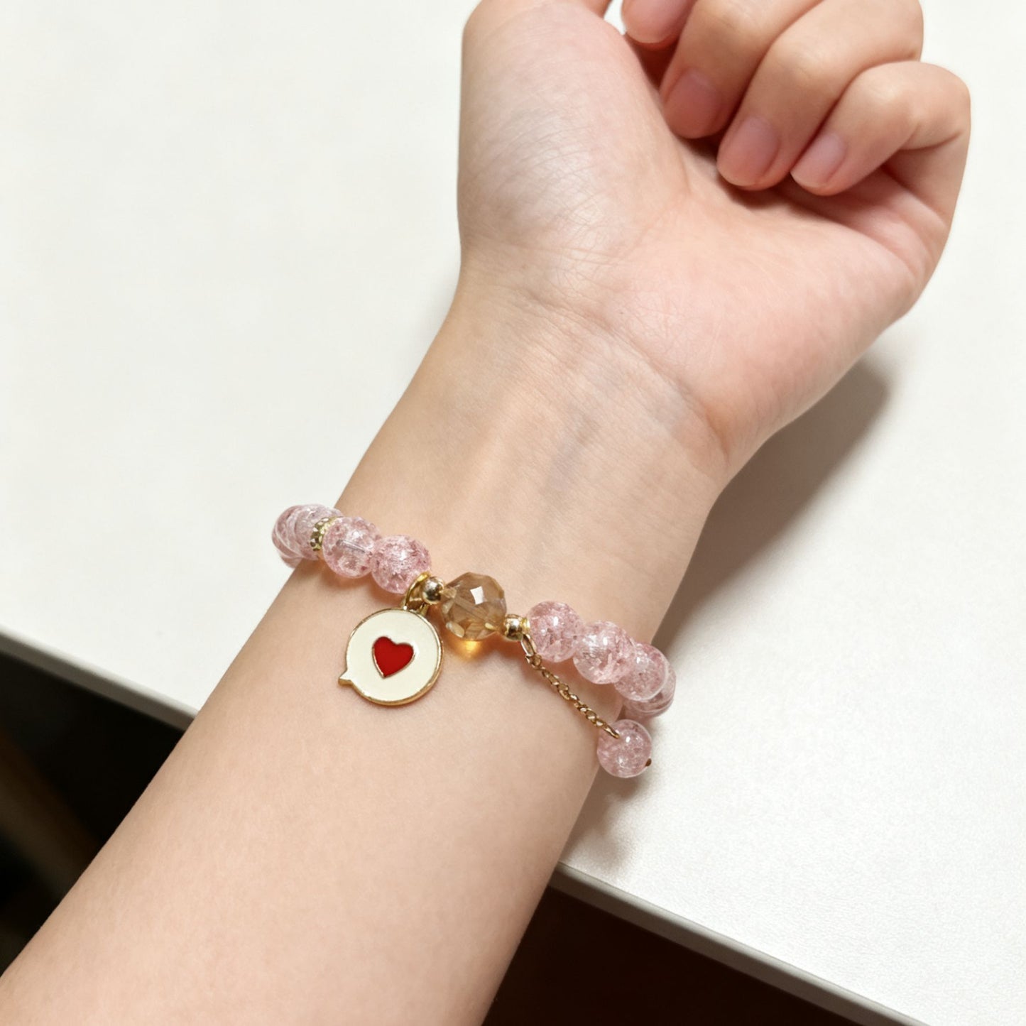 Heart Geometric Glass Crystal Beaded Bracelet for Women