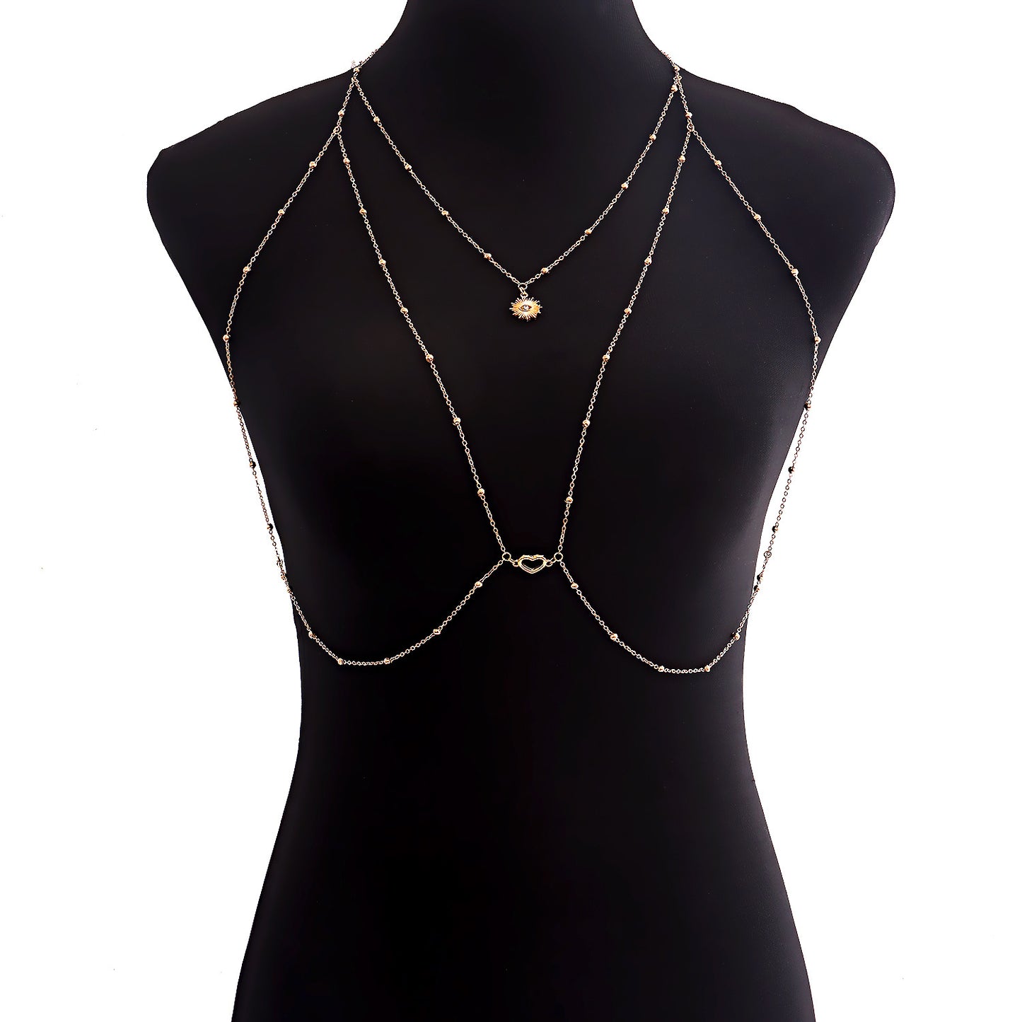 Minimalist Geometric Body Chain for Women with Alloy Beads and Plated Finish