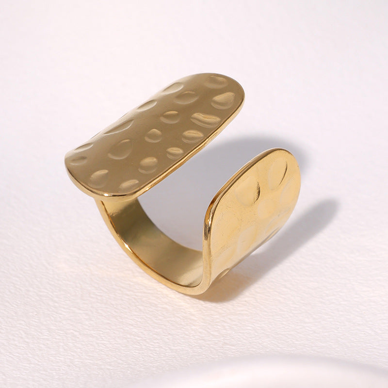 Minimalist Geometric Titanium Steel Ring for Women with Gold Plating Adjustable Open Band Fashion Jewelry