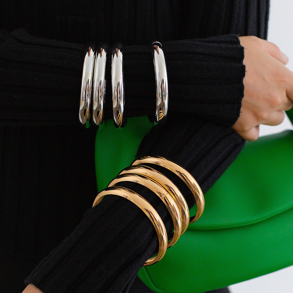 Minimalist Geometric Polished Plated Alloy Rope Bracelet