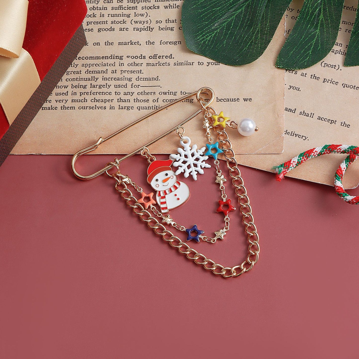 Broche Original de Copo de Nieve Geométrico con Forma de Estrella para Mujer, Chapado en Aleación, Pin Decorativo para Regalo de Navidad y Uso Conmemorativo