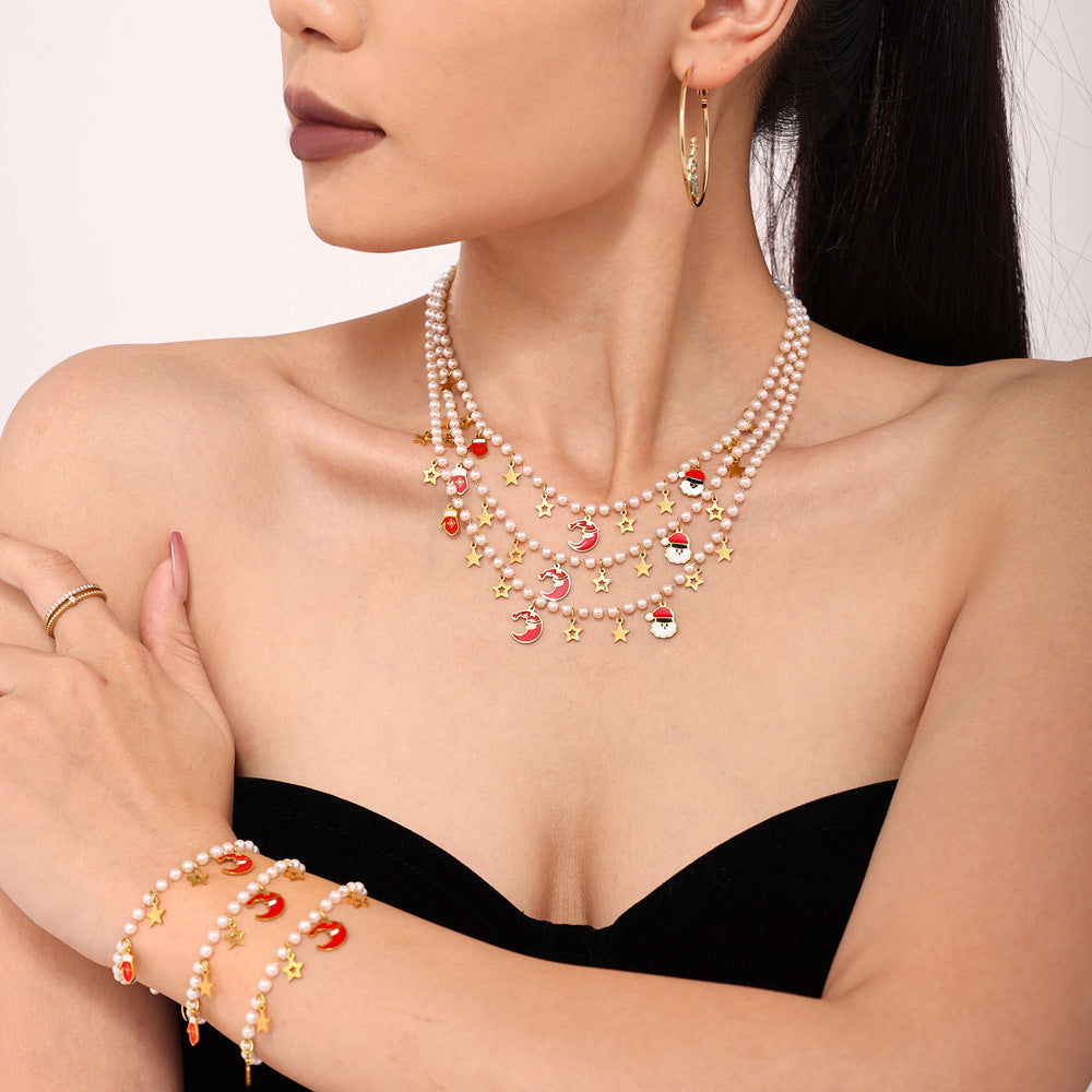 Set Collana e Bracciale con Ciondolo a Forma di Ruota Panoramica in Stile Ufficio alla Moda in Acciaio Inossidabile con Finitura Placcata