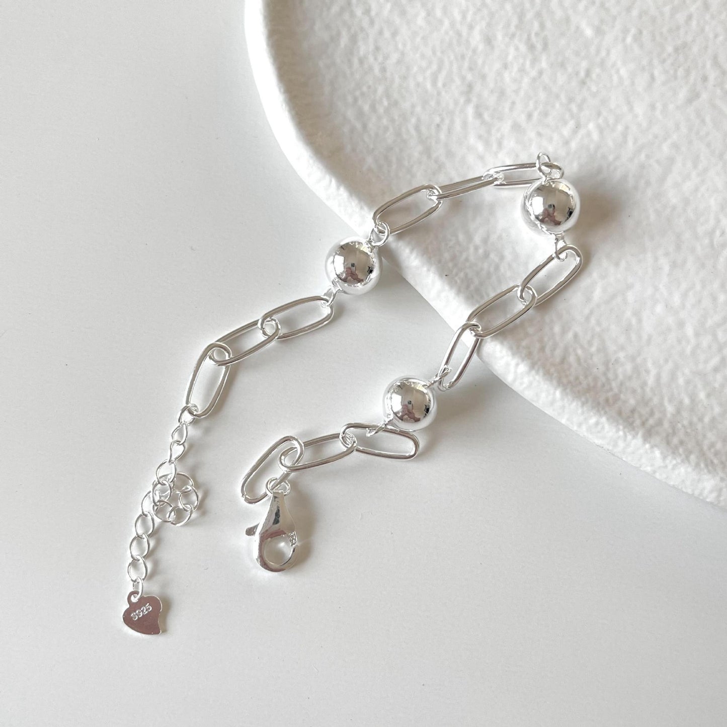 Bracciale Minimalista con Perline a Forma di Stella in Argento Sterling 925 Placcato Elettronicamente per Donne