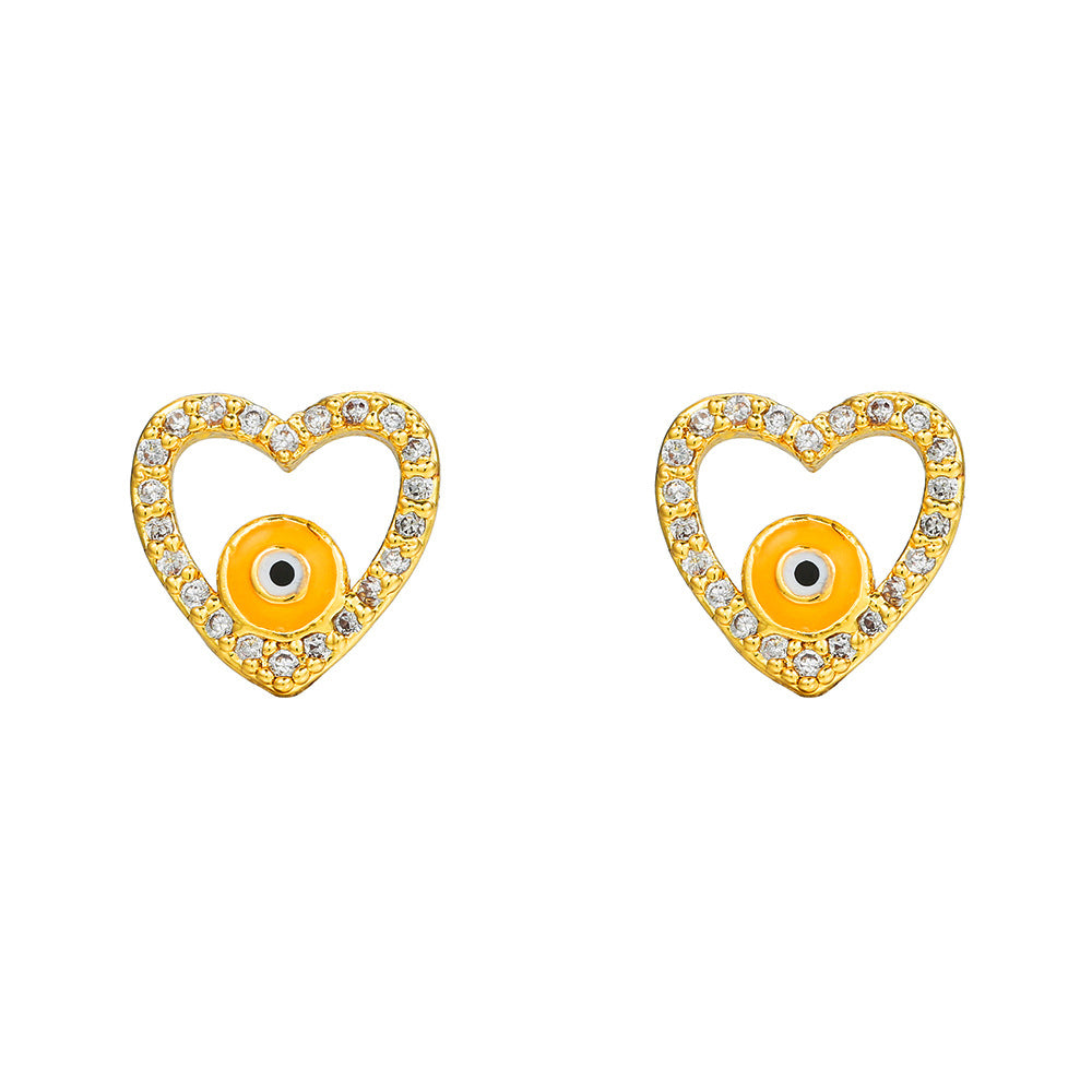 Unique Drip Oil Rainbow Floral Lips Bee Brass Cubic Zirconia Stud Earrings for Women