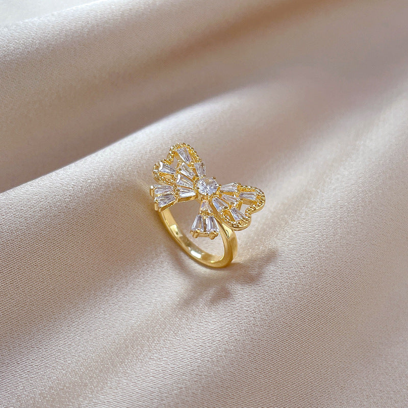 Anello Lusso Farfalla con Strass Placcato Ottone Regolabile da Donna