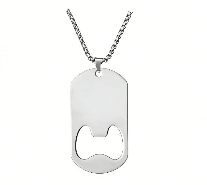 Collana unisex con ciondolo a piastrina per cane rettangolare geometrica personalizzata in acciaio al titanio