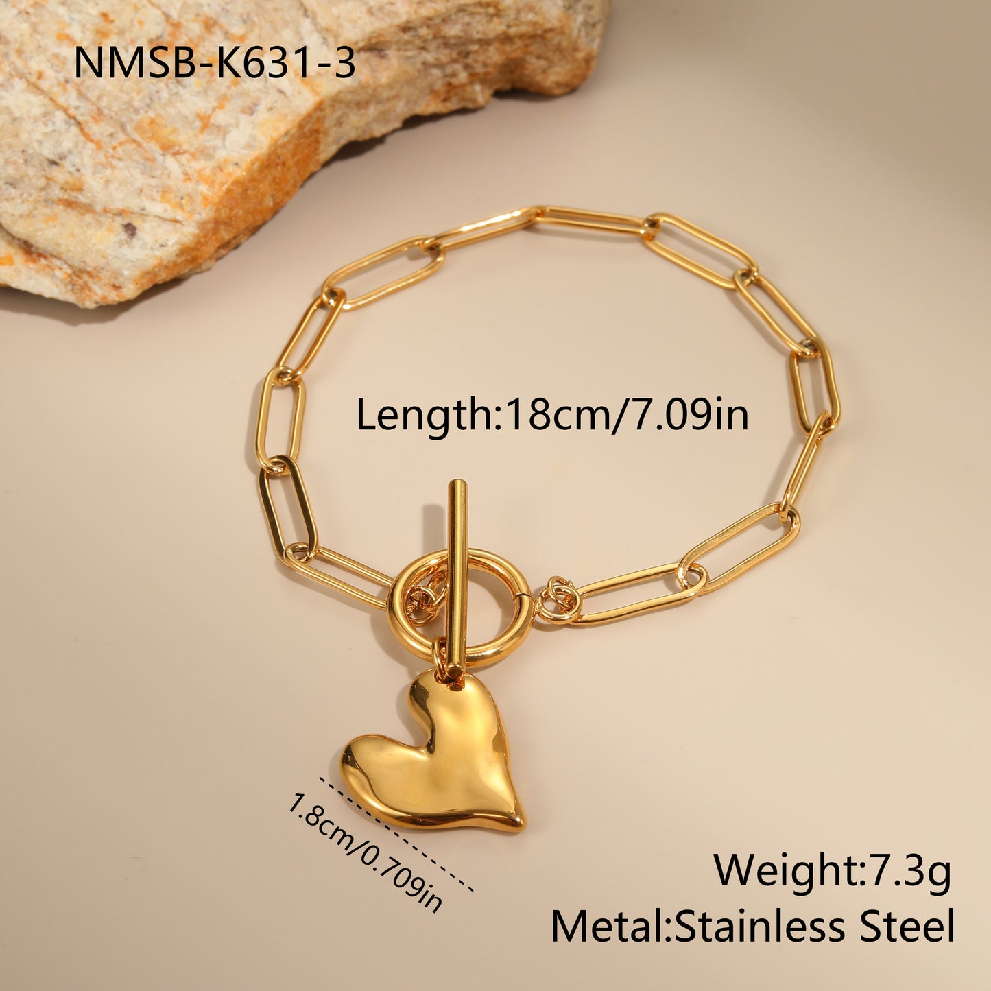 Collana da donna in acciaio inossidabile placcato oro 18 carati a forma di cuore irregolare alla moda