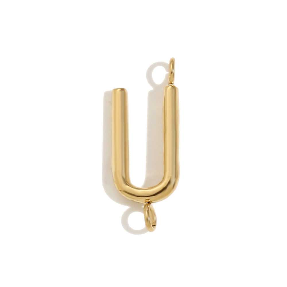 Minimalist 18K Gold Plated Stainless Steel Letter Charm Bar