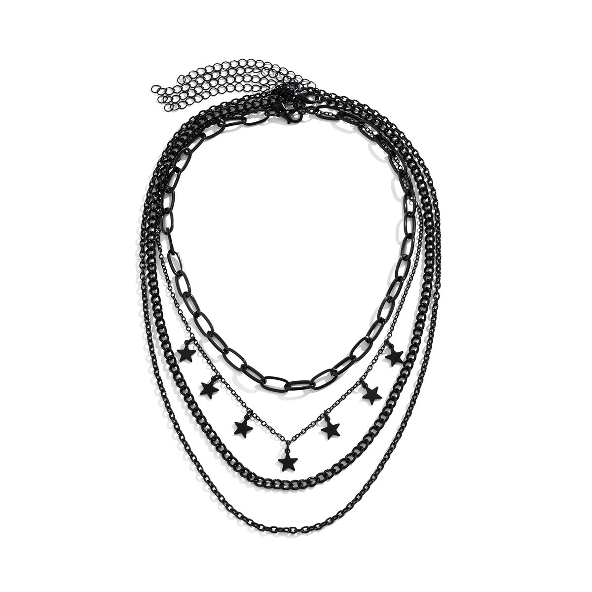 Collar Asimétrico de Perlas Sintéticas y Estrellas para Mujer, Dulce y Atrevido, con Dije de Aleación Galvanizada y Cadena de Perlas Multicapa