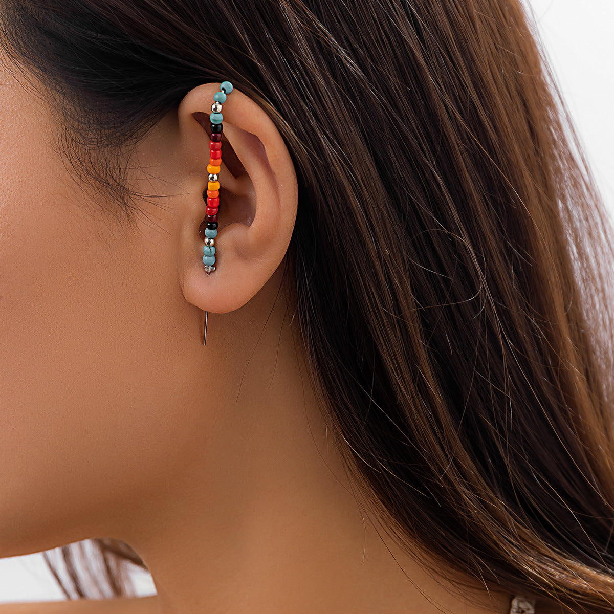 Rainbow Letter Bead Resin Ear Cuff for Women