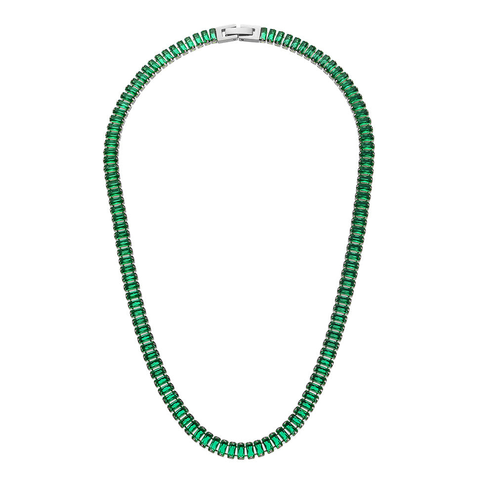 Bracciale e Collana Minimalisti Geometrici in Acciaio Inossidabile Placcato Oro 18K con Zirconi Micro-Incastonati