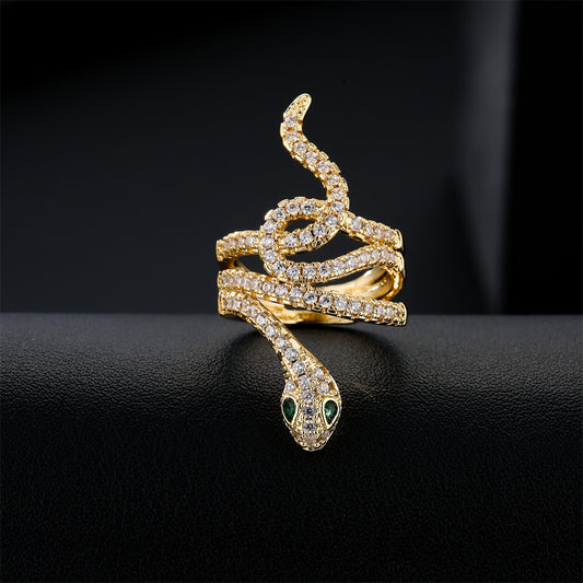 Geometric Shape Copper Ring with Micro-Paved AAA Zirconia for Women