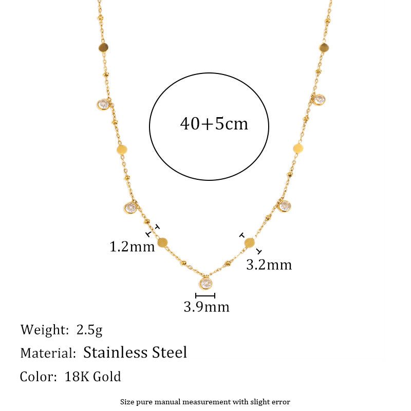 Minimalist Geometric Stainless Steel Plated 18K Gold Fine Chain Tassel Pendant Necklace for Women