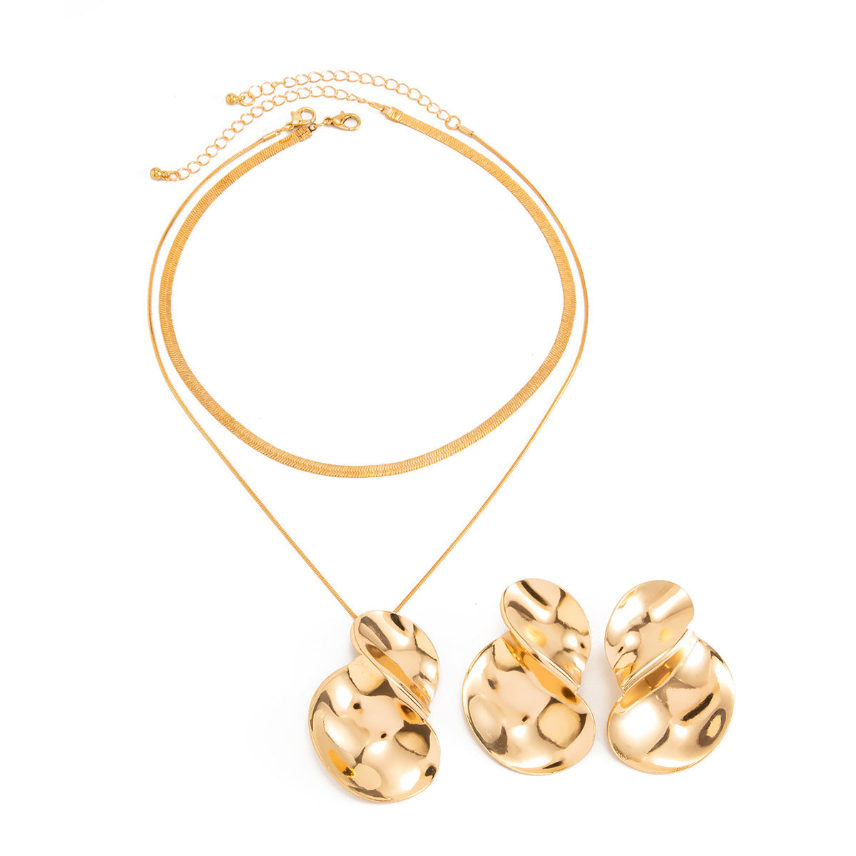 Exaggerated Abstract Geometric Iron Plated Pendant Necklace for Women