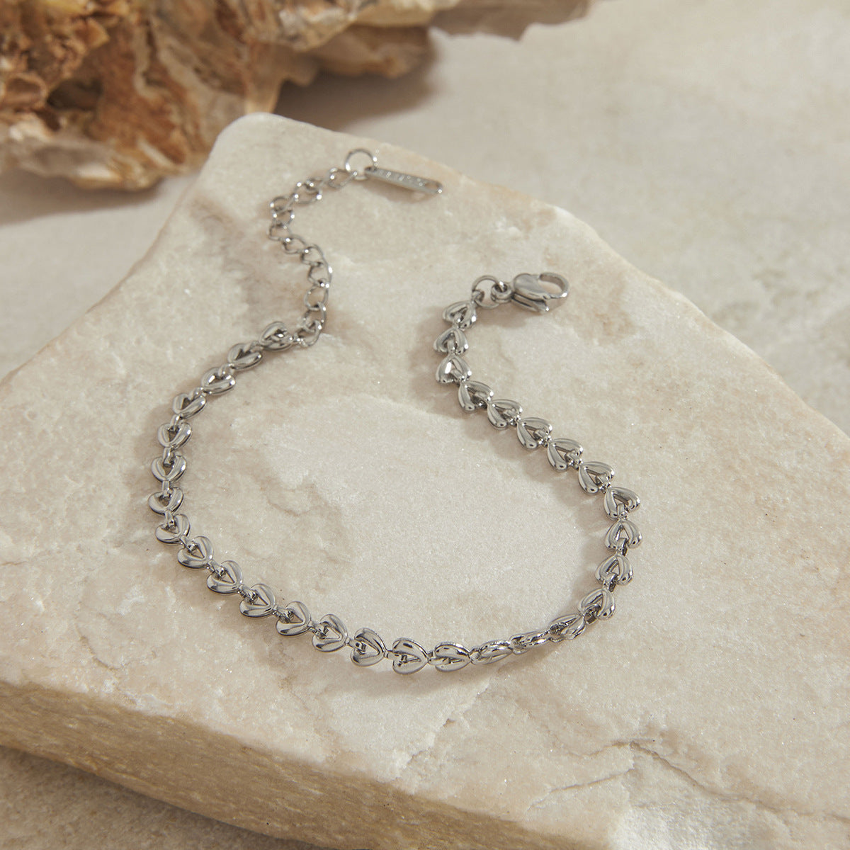 Elegant Heart Geometric Stainless Steel Plated Bracelet for Women