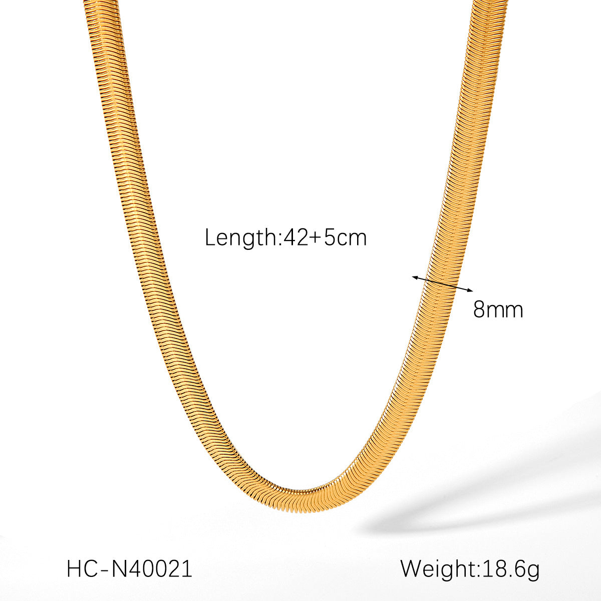 Trendy Geometric Double Layer Flat Snake Chain Necklace 18K Gold Plated Stainless Steel Blade Chain Jewelry for Women